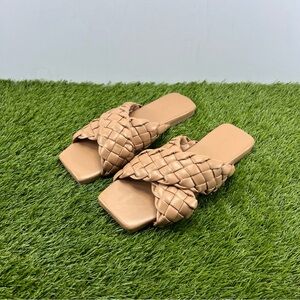 Open Edit | Lucca Flats Slides Tan Braided Sandals Women’s Size 7M
